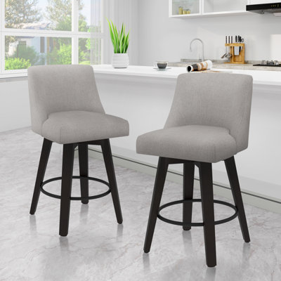 Malakeh Swivel Stool with Solid Wood Frame