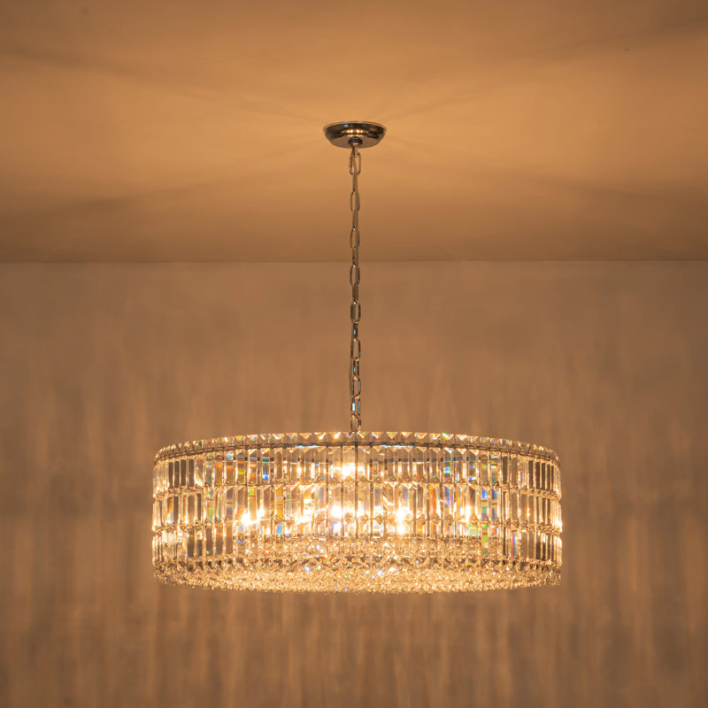 12-Light Round Chandelier with Sparkling Crystal Accents