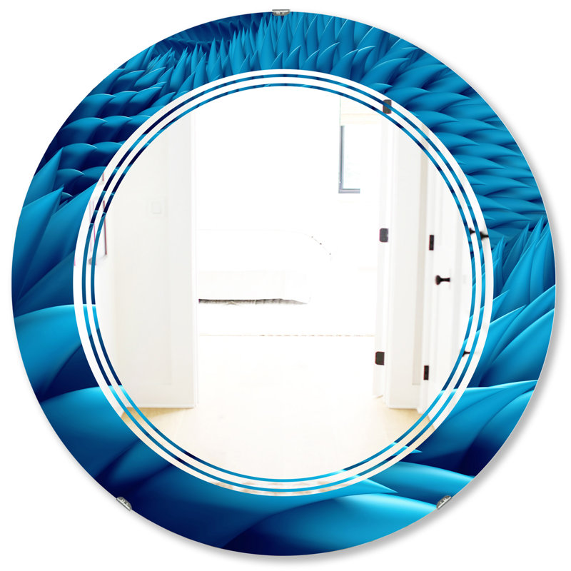 Modern Wall Mirror, 31.5" H x 31.5" W, Large Light Flower and Petals