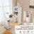 Stretchable Desk With Storage Shelves And Mobile Wheels, Foldable And Space-Saving For Small Apartments And Offices, White Marble Finish