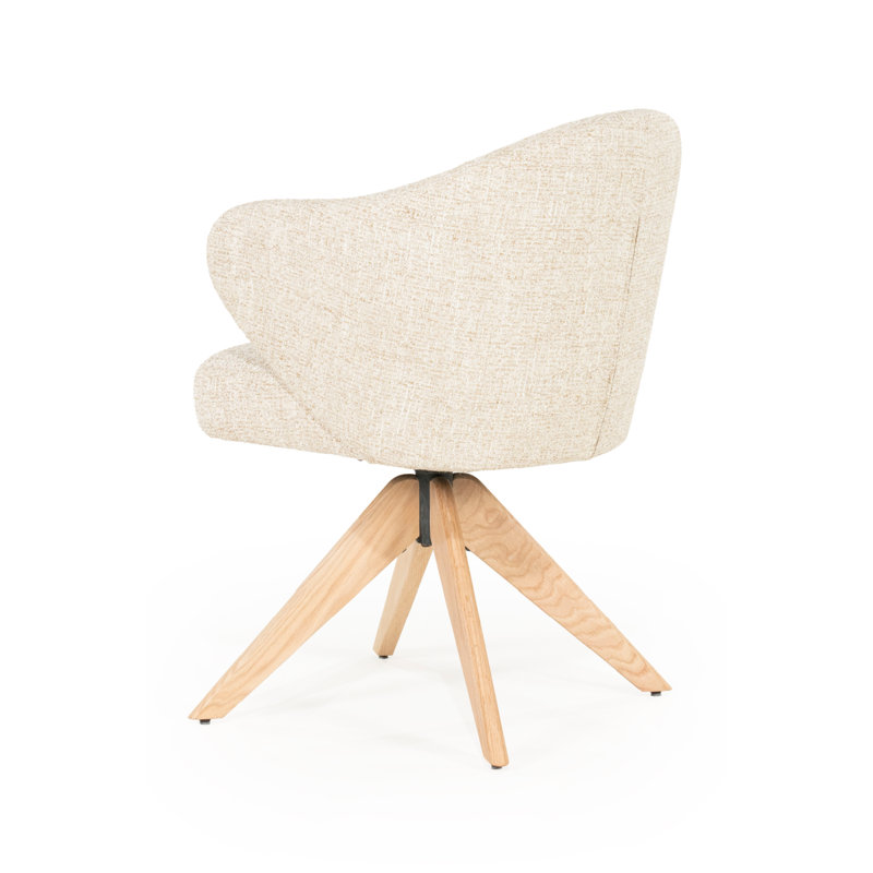 Connor Oak Accent Chair, Beige