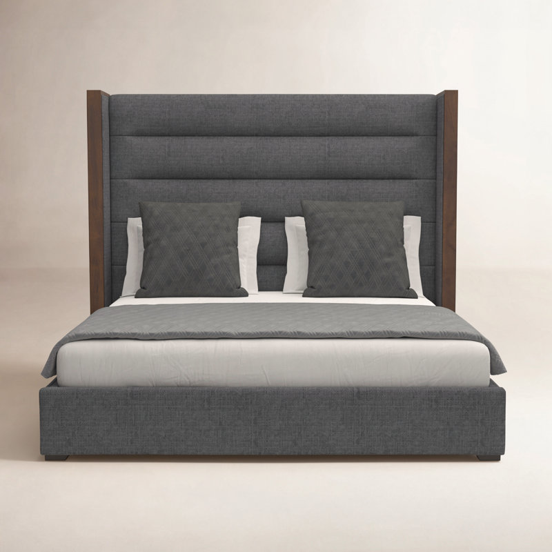Ally Upholstered Wingback Bed, Charcoal Revolution®, King