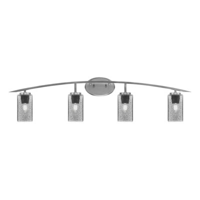 Kurve 4 Light Bath Bar With 3.5" Square Smoke Bubble Glass