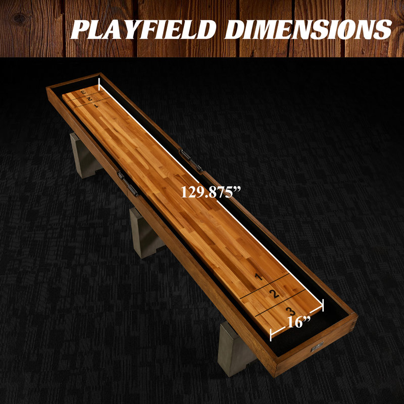 Barrington 12' Birch Wood Shuffleboard Table with Faux Concrete Legs