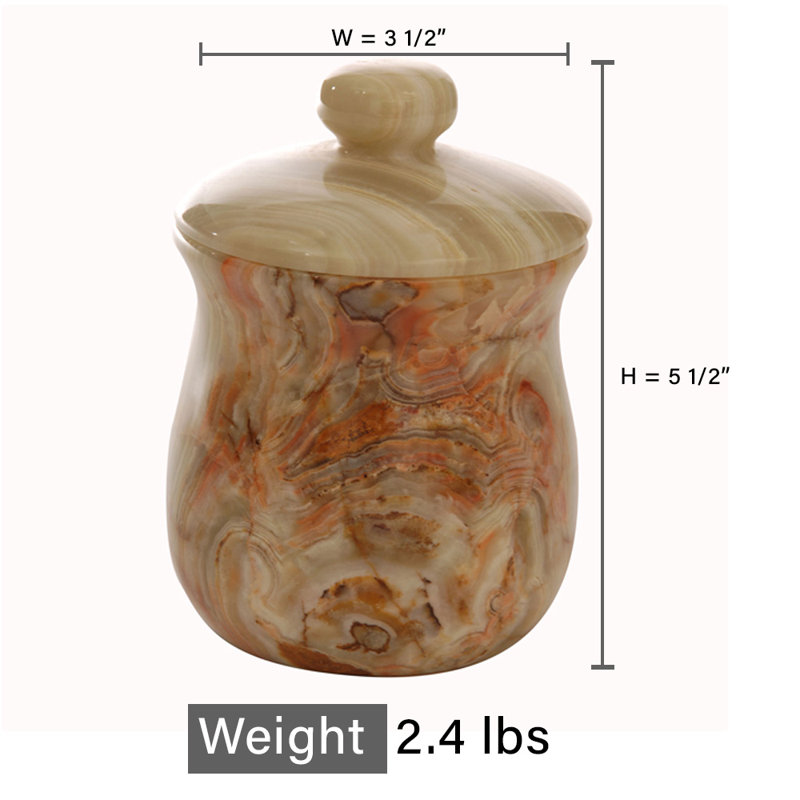 Moss Green Marble Finish Ceramic Bathroom Storage Jar with Lid – Vanity Organizer for Cotton Balls & Bathroom Essentials