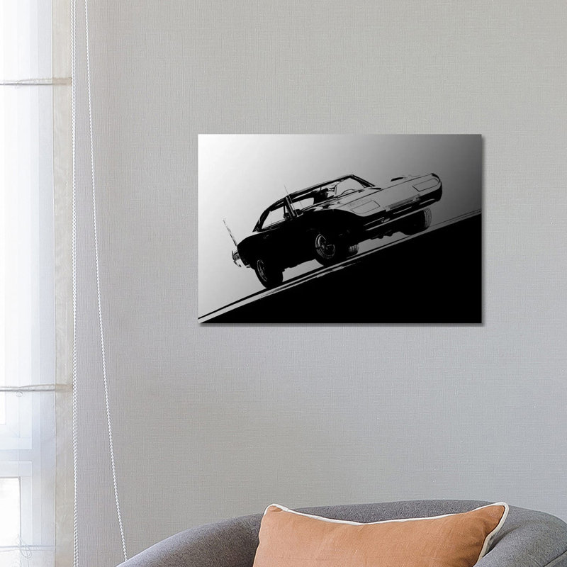 1969 Dodge Daytona, Black & White by Clive Branson - Wrapped Canvas Print, 66.04 cm H x 45.72 cm W