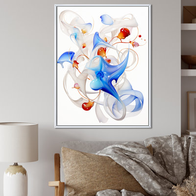 «Abstract Blue Organic Shapes On White», reproduction d'art sur toile géométrique moderne