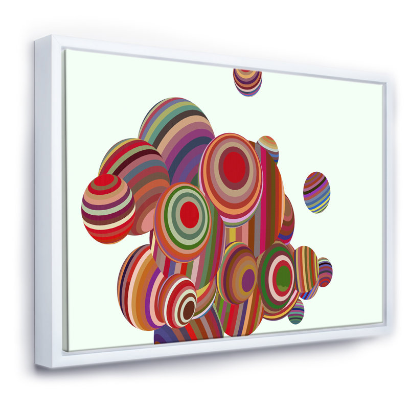 Illustration 3D de sphères multicolores III - Impression sur toile, Toile blanche encadrée, H 30 po x l 40 po x 1,5 po