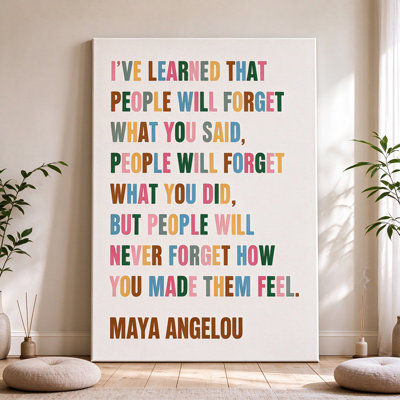 Portrait avec citation de Maya Angelou - Collage coloré sur toile tendue sur châssis, 91,4 cm (H) x 61 cm (L), prêt à accrocher