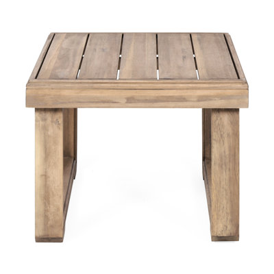 Wood Side Table 20x20x15.85 Inches Rustic Design For Patio And Backyard Space With 20.06 Wide Deep 15.85 High