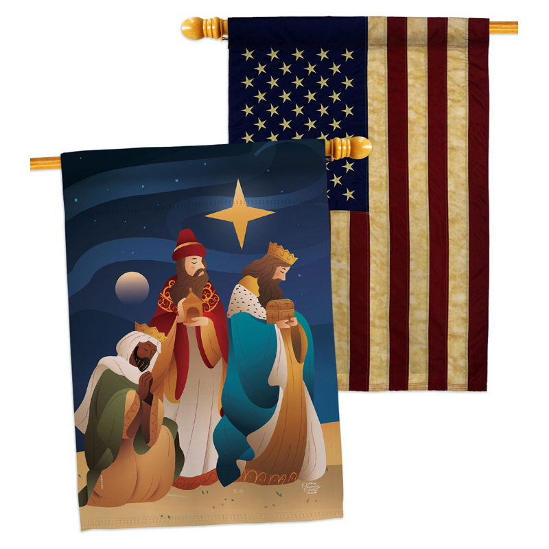 Drapeau de maison à trois côtés en polyester 40 x 28 po Three King