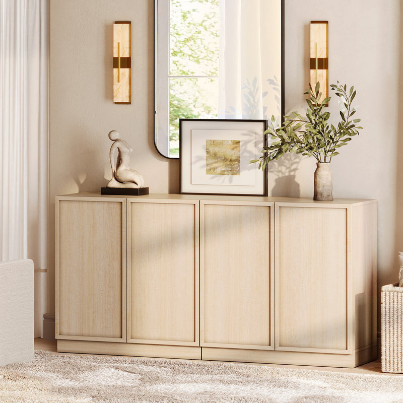 Armoire d'appoint moderne avec 4 portes, commode d'appoint multifonctionnelle avec grand rangement et tablette réglable
