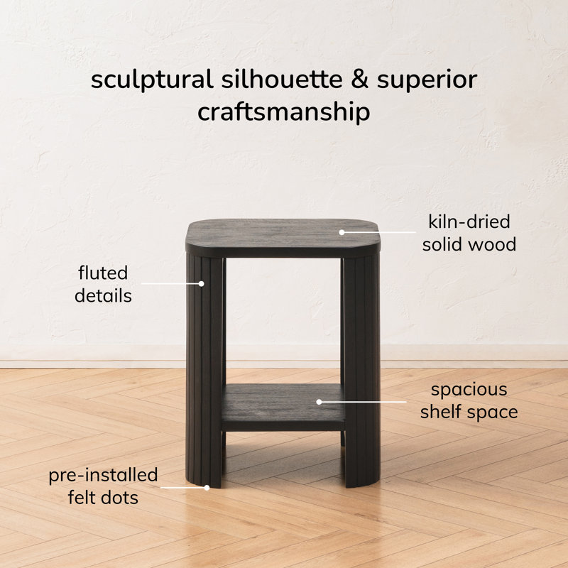 Carlton Solid Wood 2 Tier End Table, Black