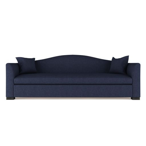 Horatio Camelback Taper Curved-Arm Sofa, Box Weave Linen Alabaster, 33" H x 96" W x 36" D, Weathered