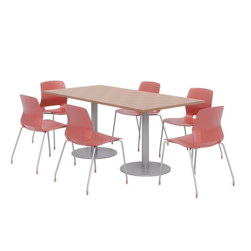 Ensemble de table de salle à manger rectangulaire 72 "et chaise, Corail, Rivière cerise