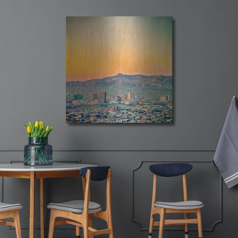 «El Paso Sunrise» par Mark A Paulda, art mural en métal, H 36 po x l 36 po