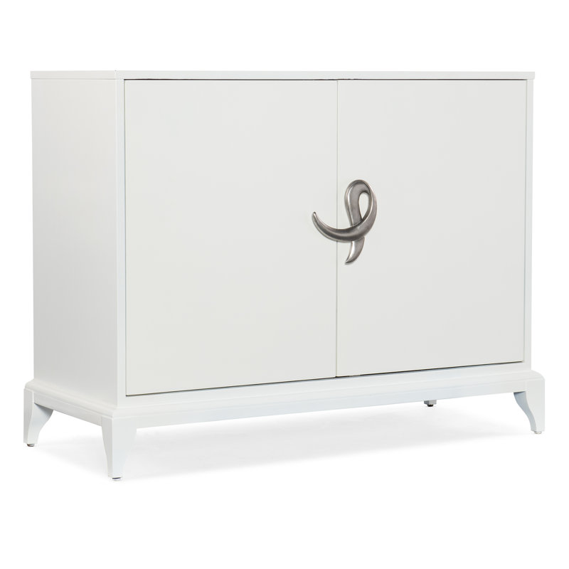 White Maple Veneer 46'' Glam Chest with Pewter Hardware