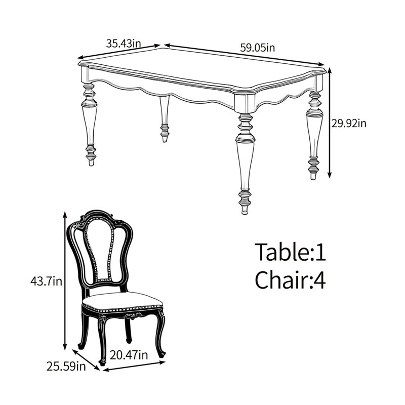 Elegant and durable solid wood table set, Green/Walnut