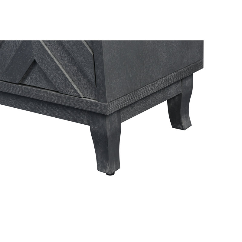 Buffet en bois gris taupe à 4 portes avec espace de rangement spacieux et portes réglables laquées, Gris foncé