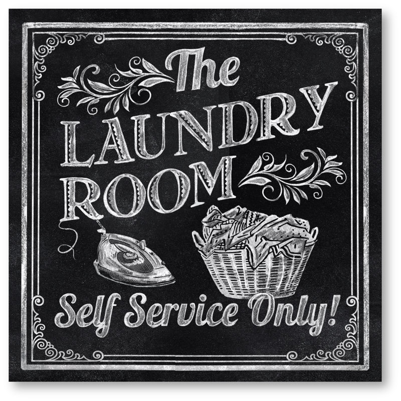 Laundry Room - Reproduction d'art textuel sur toile tendue, H 24 po x l 24 po x 1,5 po