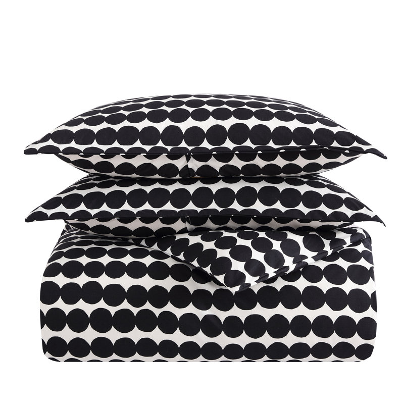 Marimekko Rasymatto Black Cotton Comforter Set, Full/Queen Comforter + 2 Shams