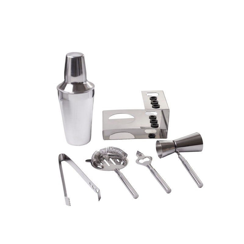 Stainless Steel 6-Piece Bar Tool Set with Strainer and Jigger