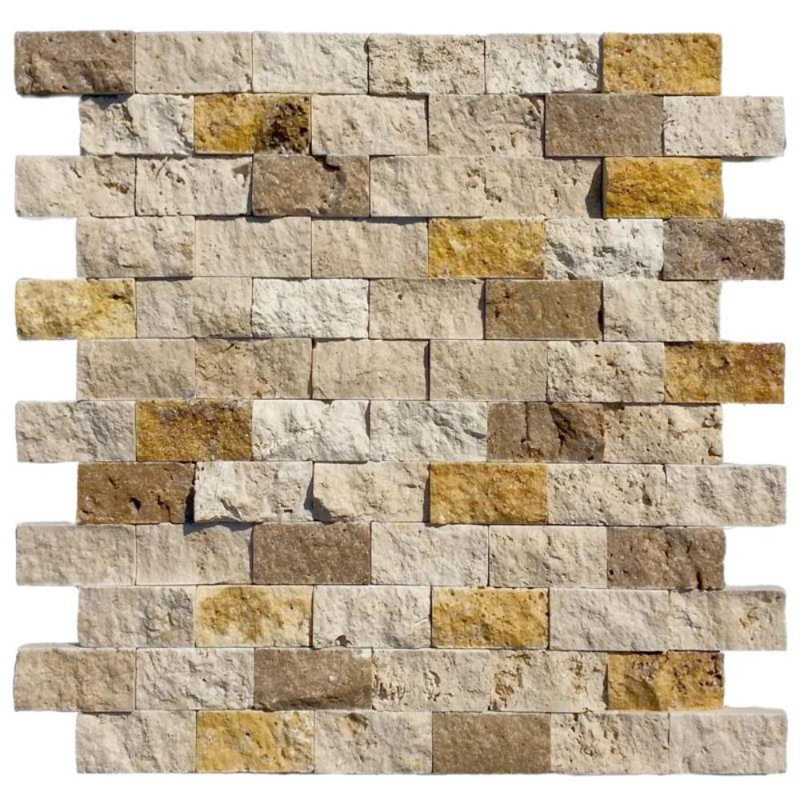 Carreau de mosaïque en travertin à joint de brique 1 po x 2 po