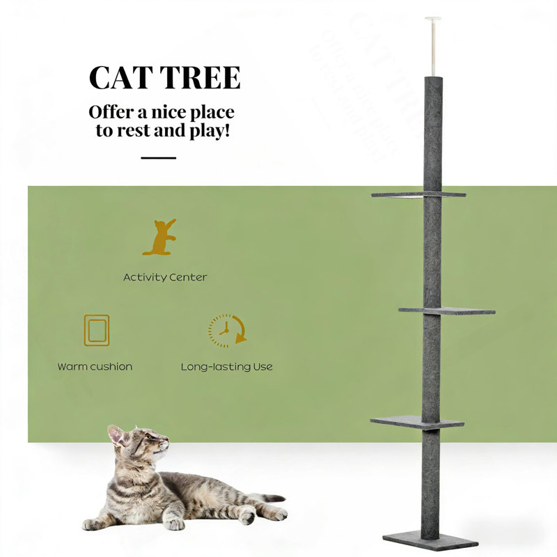 Grand arbre à chat, centre d'activité pour arbre à chat, Gris