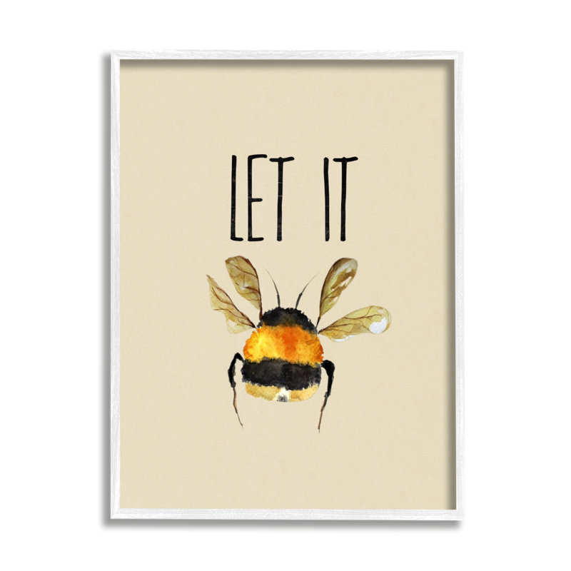 Let It Bee Insect, H 20 po x l 16 po x P 1,5 po, Giclée encadrée blanc bord de mer