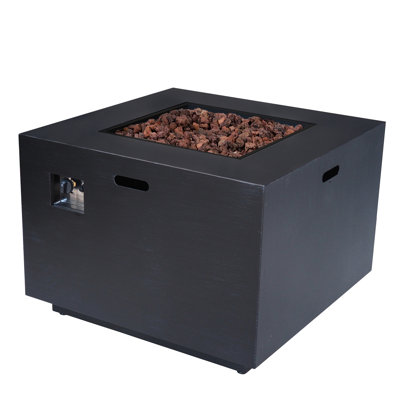 Dark Grey Square Propane Iron Fire Pit, 50,000 , 33''W X 24''H, Outdoor, No Assembly 50000 Square, Iron, Propane,