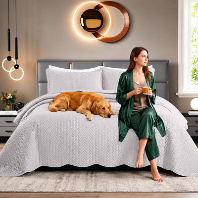 Ensemble de couvre-lit en microfibre embossée