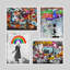 «Colorful Street Graffiti Banksy Kid», œuvre d'art moderne, impression encadrée, affiches, salle de bain, petit art mural-104788540-104788539