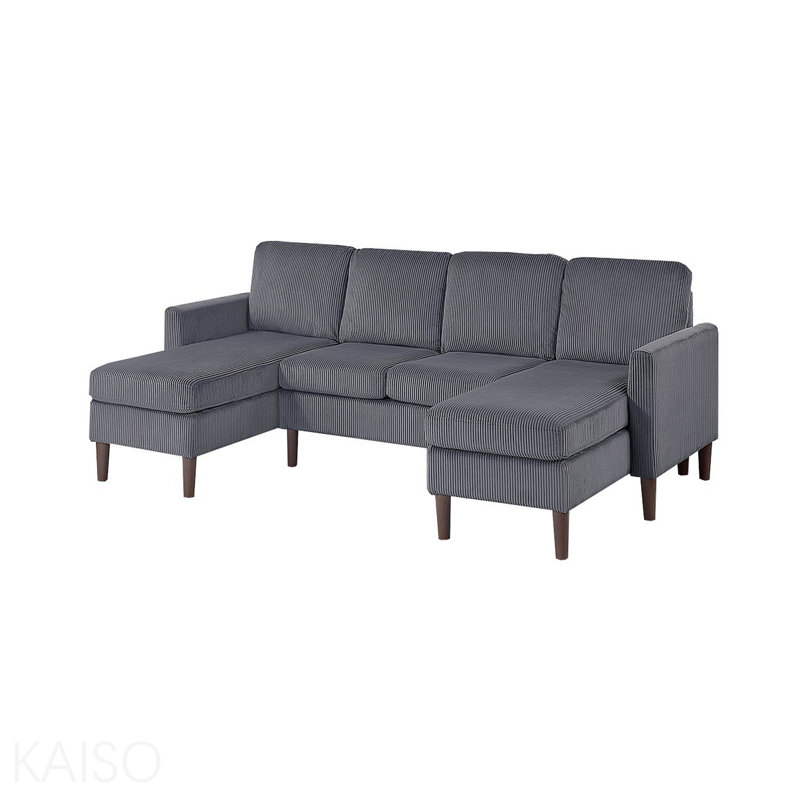 3-Piece Corduroy Sectional Set, Dark Gray