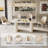 Pearlena 70.87" Modern Rectangle Cream White Dining Table Set with 6 Chairs for Kitchen, Bar, Living Room-539561009-539561008