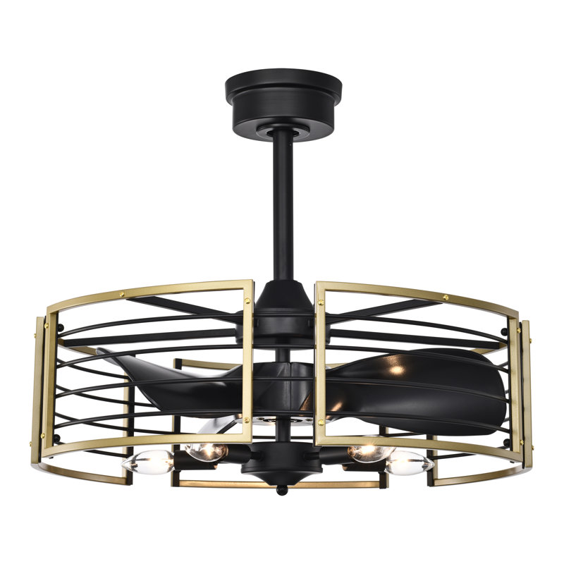 Ventilateur de plafond en cage à 3 pales de 12,99 po avec télécommande et ensemble d'éclairage inclus