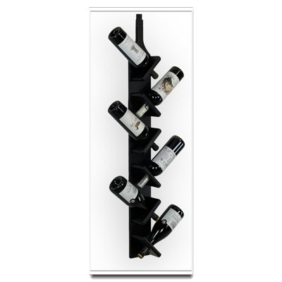 6-Bottle Wall Mounted Wine Rack - Wooden, Black Finish, Compact Storage For Home/Bar