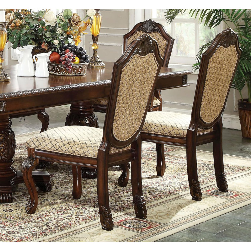 Formal Dining Table Set Kitchen Furniture Set, Brown, 9 Pieces: Table, 6 Side Chairs, 2 Arm Chairs