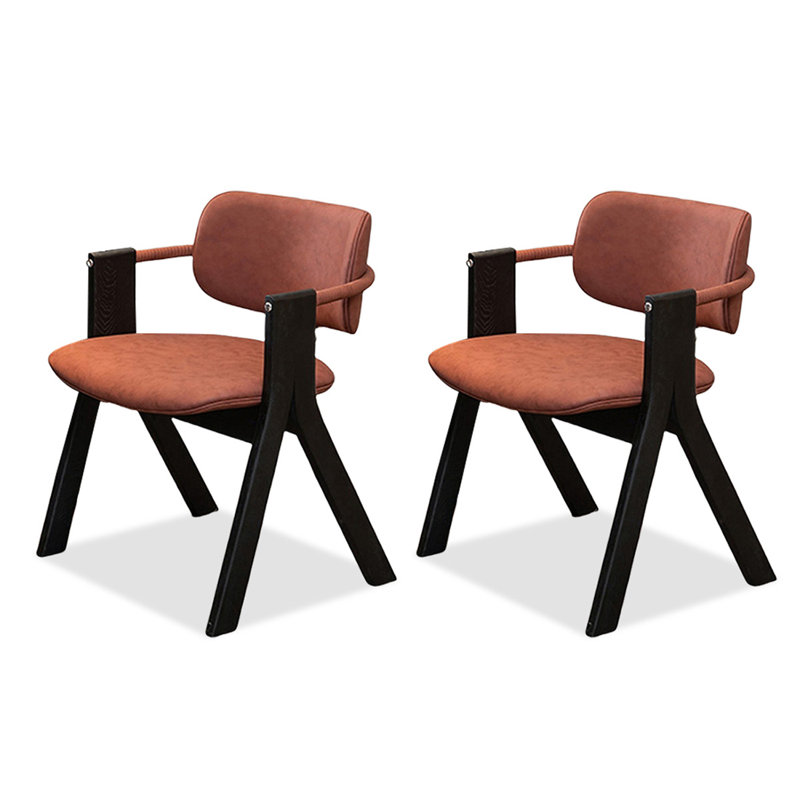 Chaise d'appoint noire et rouge à dossier solide (ensemble de 2)