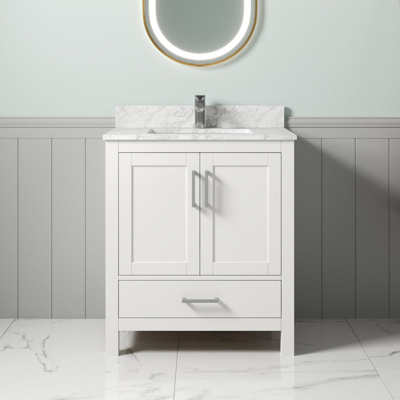  30"Single-Sink Bathroom Vanity With Solid Surface Top