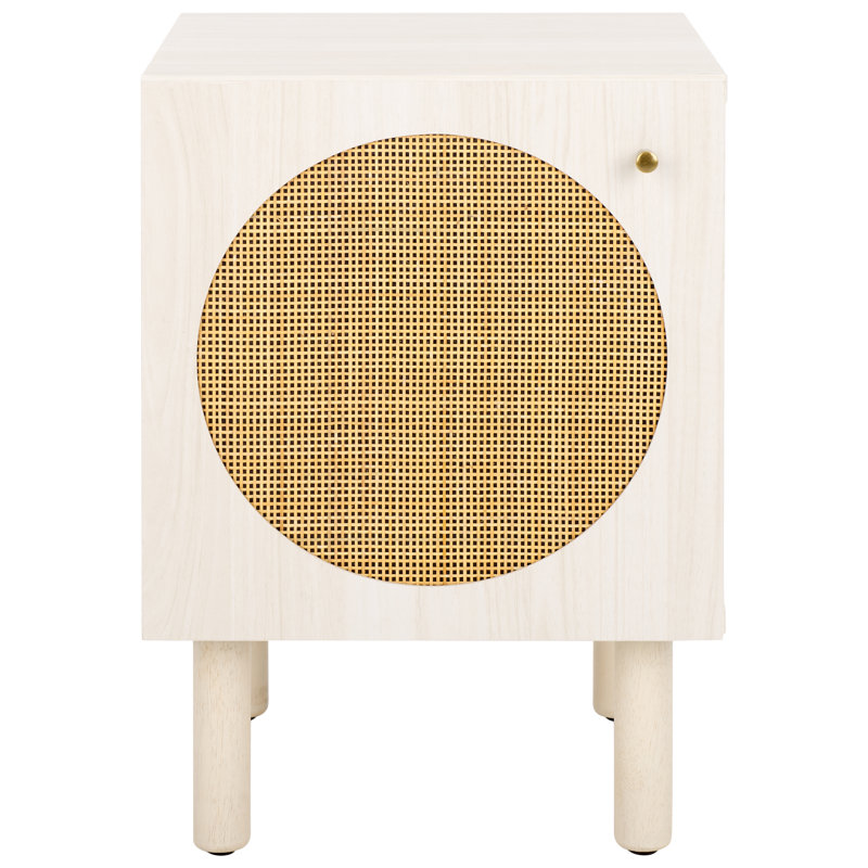 Audric 20.8'' W Nightstand, Bleached White / Natural Rattan