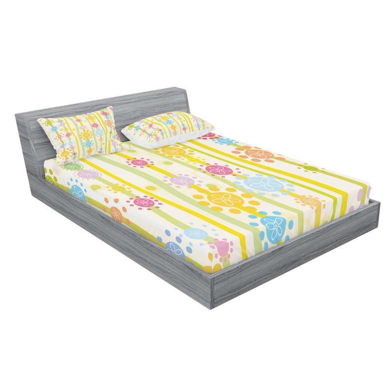 Microfiber Floral Sheet Set, Queen Sheet Set with Fitted Sheet