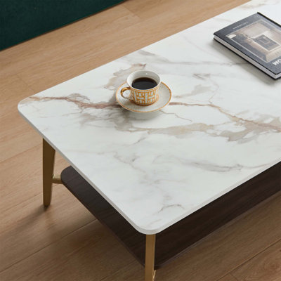 Table basse élégante avec rangement ouvert et structure en métal durable pour les salons modernes