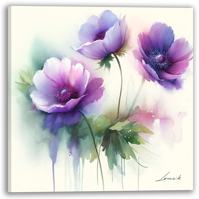 «Pastel Floral Harmony», reproduction d'art sur toile tendue, H 30 po x l 30 po x P 1,5 po