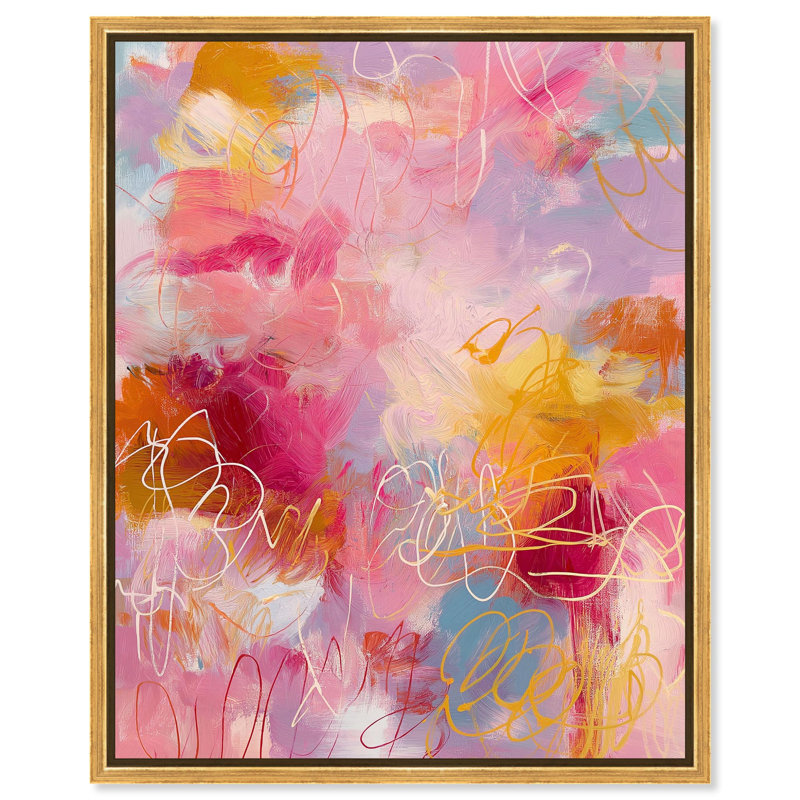 Grande décoration murale imprimée sur toile Rose teintée Impromptu II par Art Remedy, cadre doré, 20 x 24, H 25 po x l 21 po