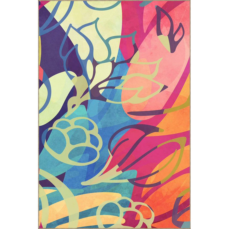Colorful Themed Patterned Woven Base Machine Washable Rug, Runner 3'3" x 6'7" Rug Pad Included