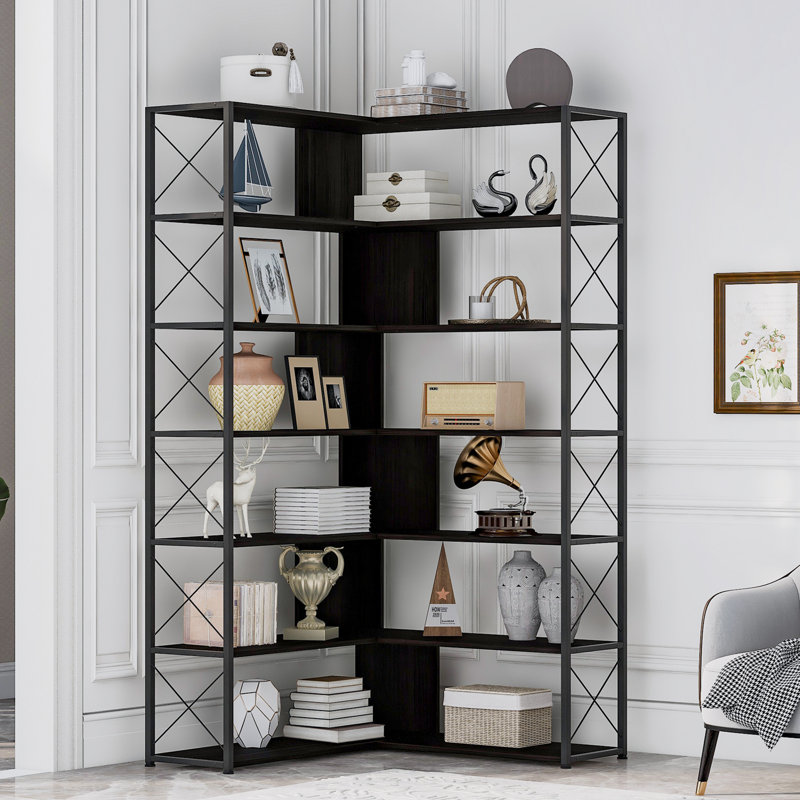 Tasos Corner Bookcase, Black