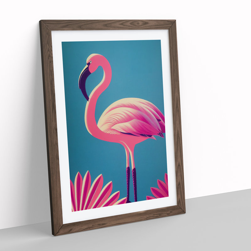 Opulent Flamingo - Framed Print, 64cm H x 46cm W x 2cm D, Walnut