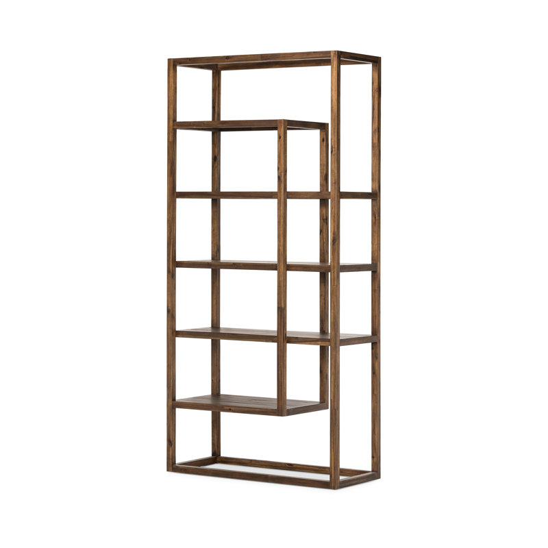 Waylon Solid Wood Geometric Bookcase