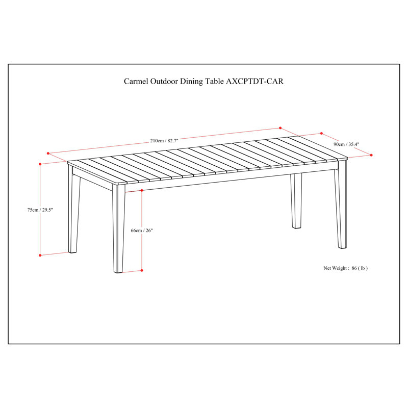 Carmel 83" Distressed Weathered Grey Solid Acacia Outdoor Dining Table