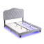 Bouton de lit rembourré capitonné avec un design incurvé - Support de lattes en bois robuste - Assemblage facile - Velours gris clair - Avec lit plateforme à DEL - Grand-1640853155